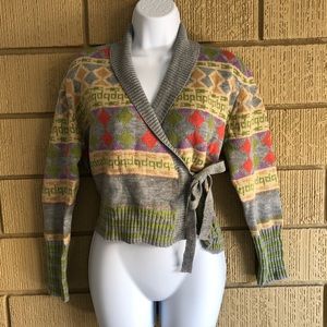 Fair Isle Style Sweater Wrap Boho NWT